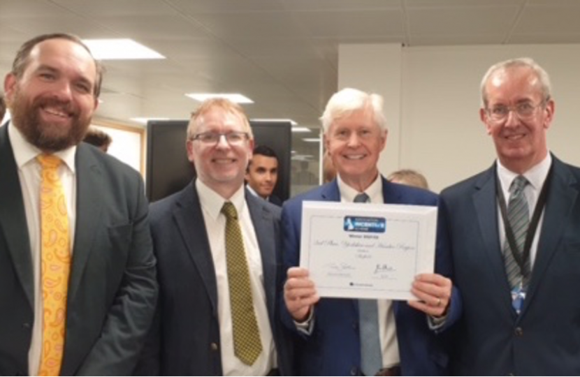 Mark Finney (left centre) and Richard Blyth (right centre) are presented with the Incentive Scheme Award. 